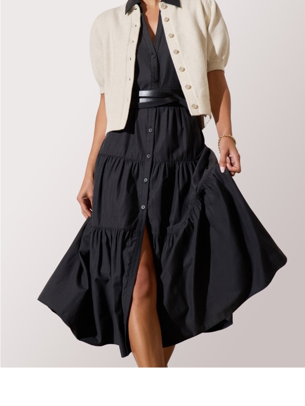 Brochu Walker Black Tiered Button-Front Maxi Dress
